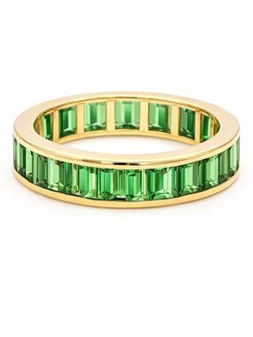 Verdant Aura 14K (18K Custom) Gold Emerald Eternity Band Ring